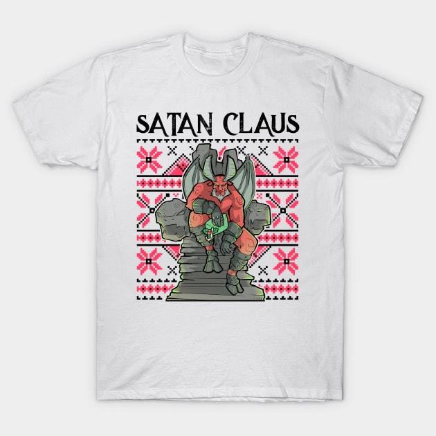 Ugly Christmas Satan Claus Satanic Santa Gothic Occult Goth T-Shirt by TellingTales